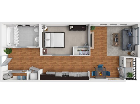 Floor plan for studio, 1 bath, 560 sqft
